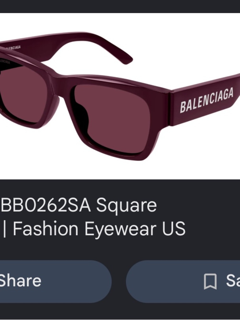 Balenciaga Square Sunglasses in Burgundy
